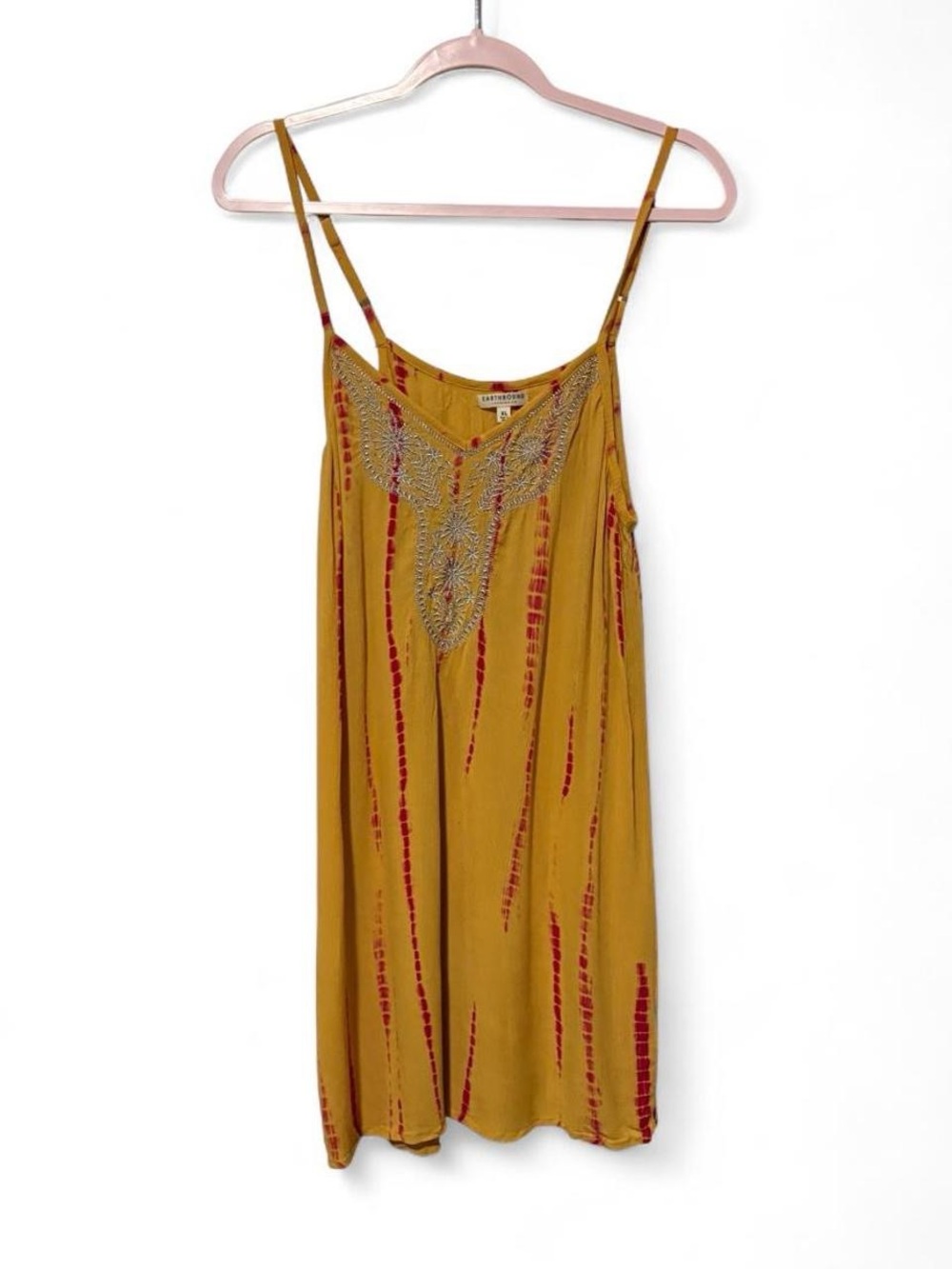 Boho Gypsy flowy mini dress adjustable straps xl